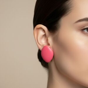 Vintage Garbo Pink Matte Marquise Clip-On Earrings - 1980s Statement Jewelry